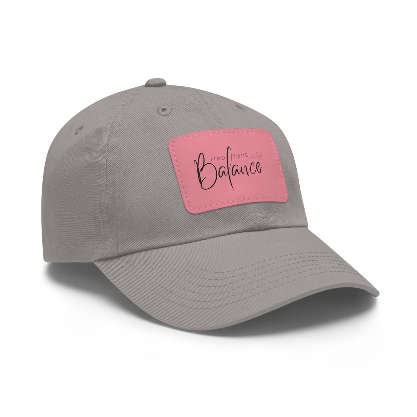Find your Balance Dad Hat with Leather Patch (Black Lettering)