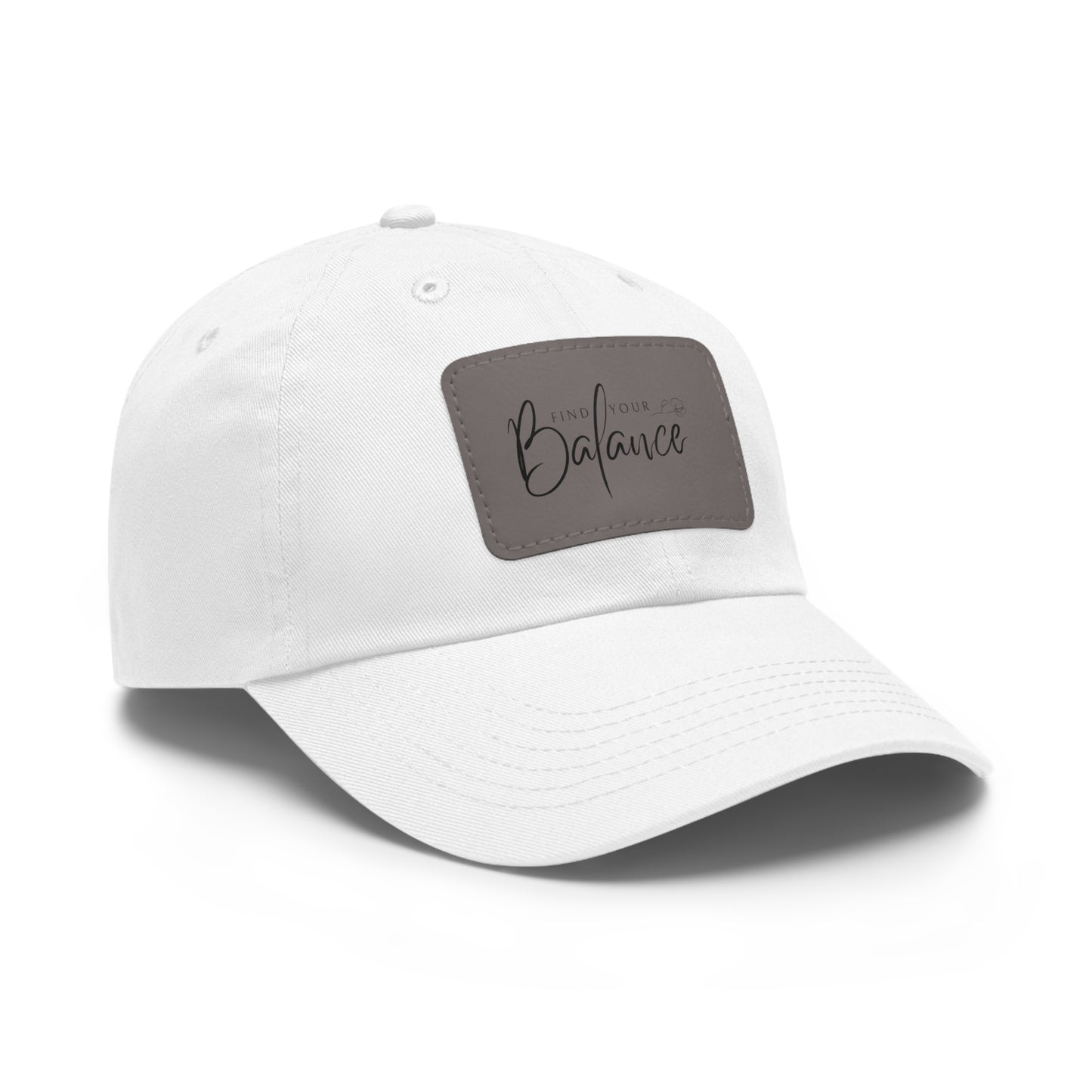 Find your Balance Dad Hat with Leather Patch (Black Lettering)