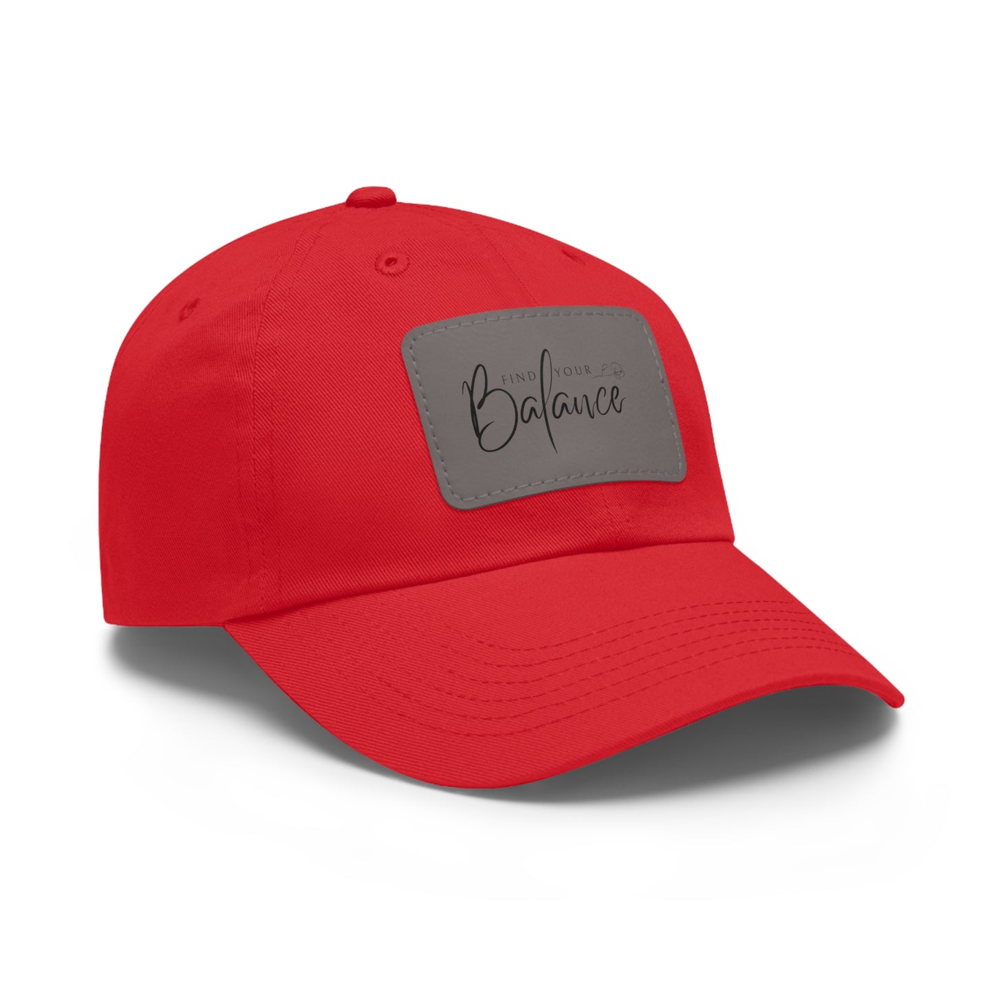 Find your Balance Dad Hat with Leather Patch (Black Lettering)