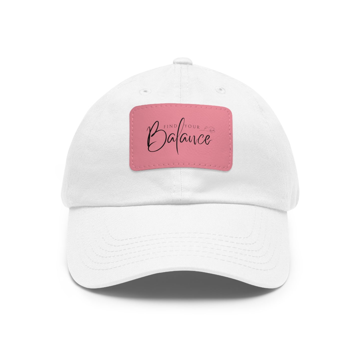 Find your Balance Dad Hat with Leather Patch (Black Lettering)