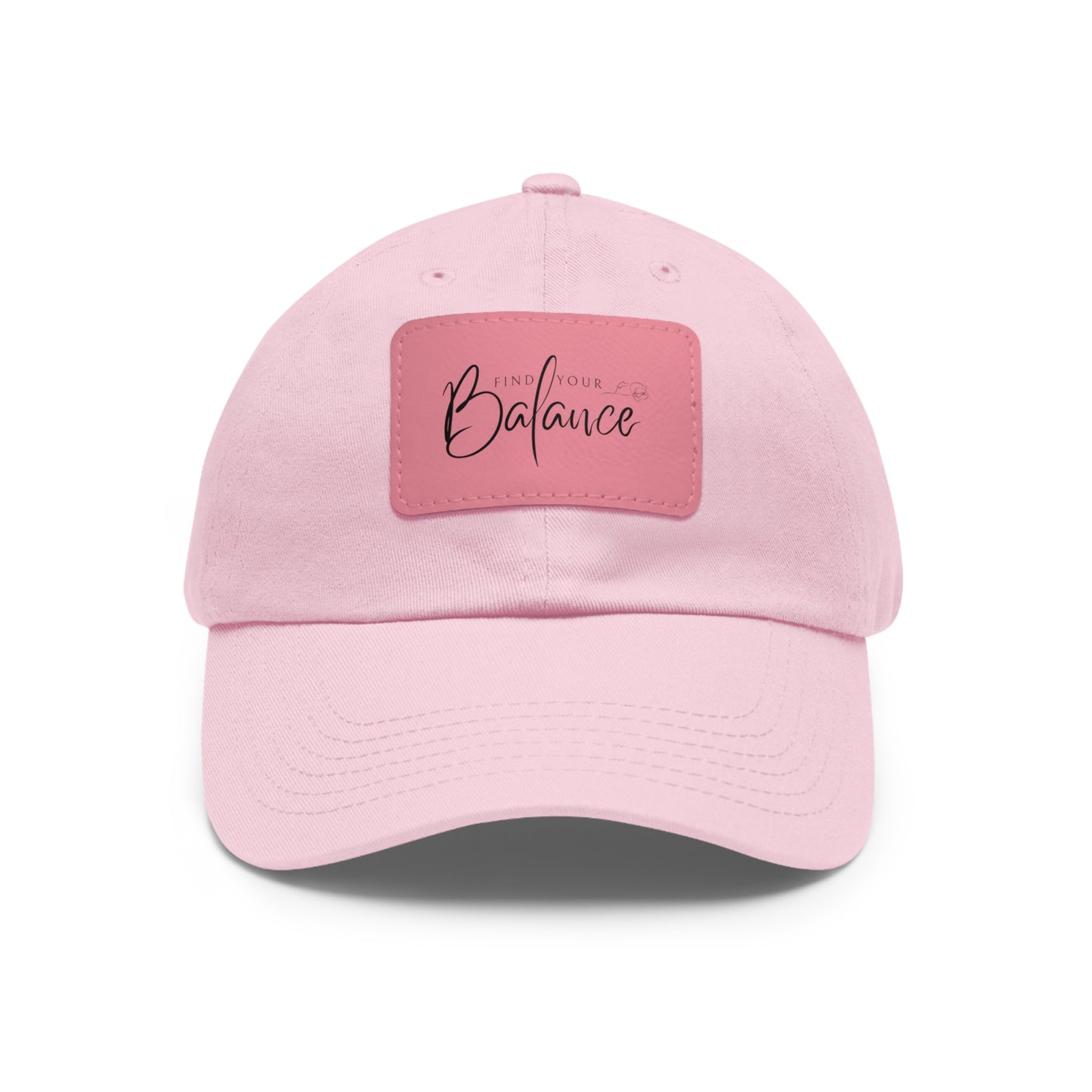 Find your Balance Dad Hat with Leather Patch (Black Lettering)