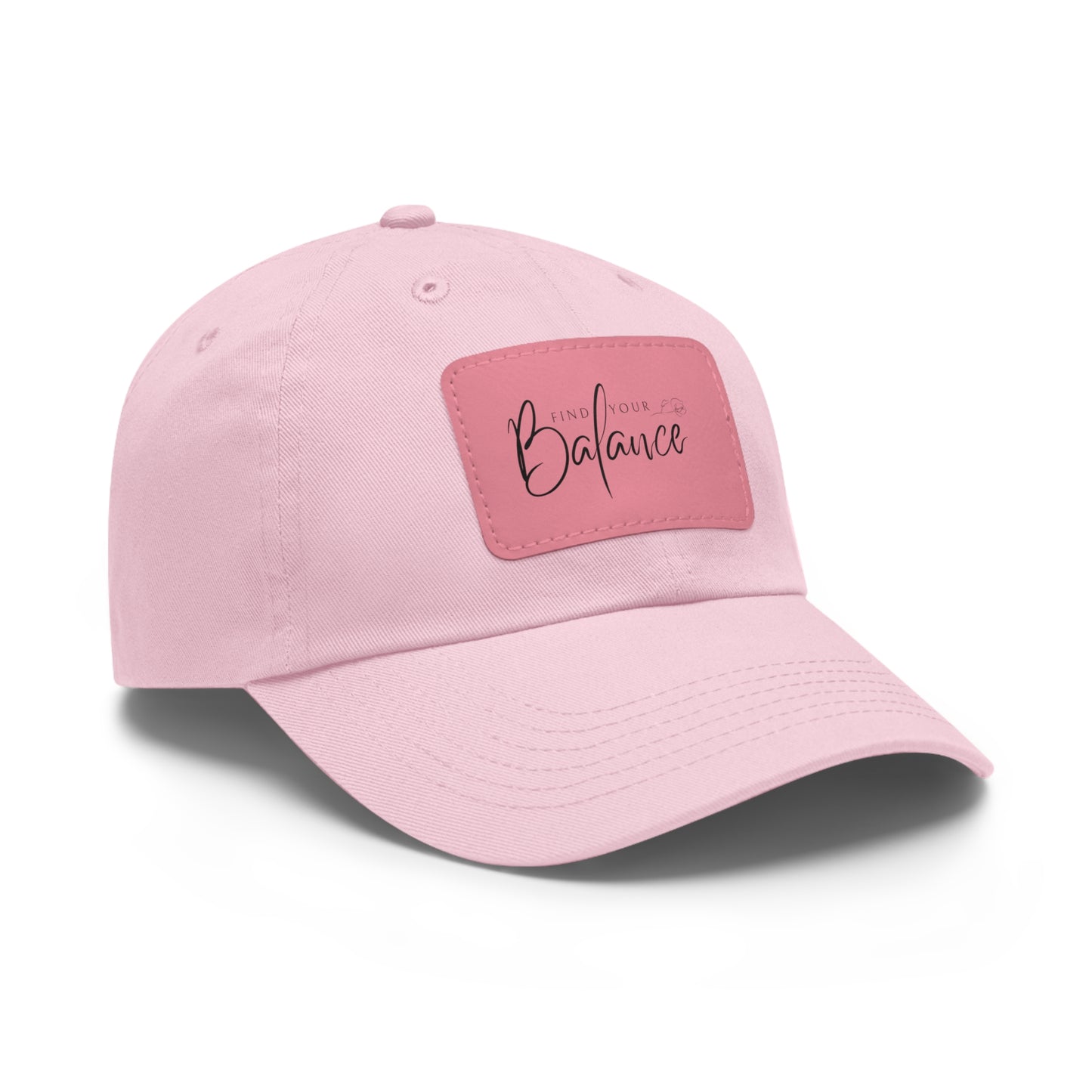 Find your Balance Dad Hat with Leather Patch (Black Lettering)