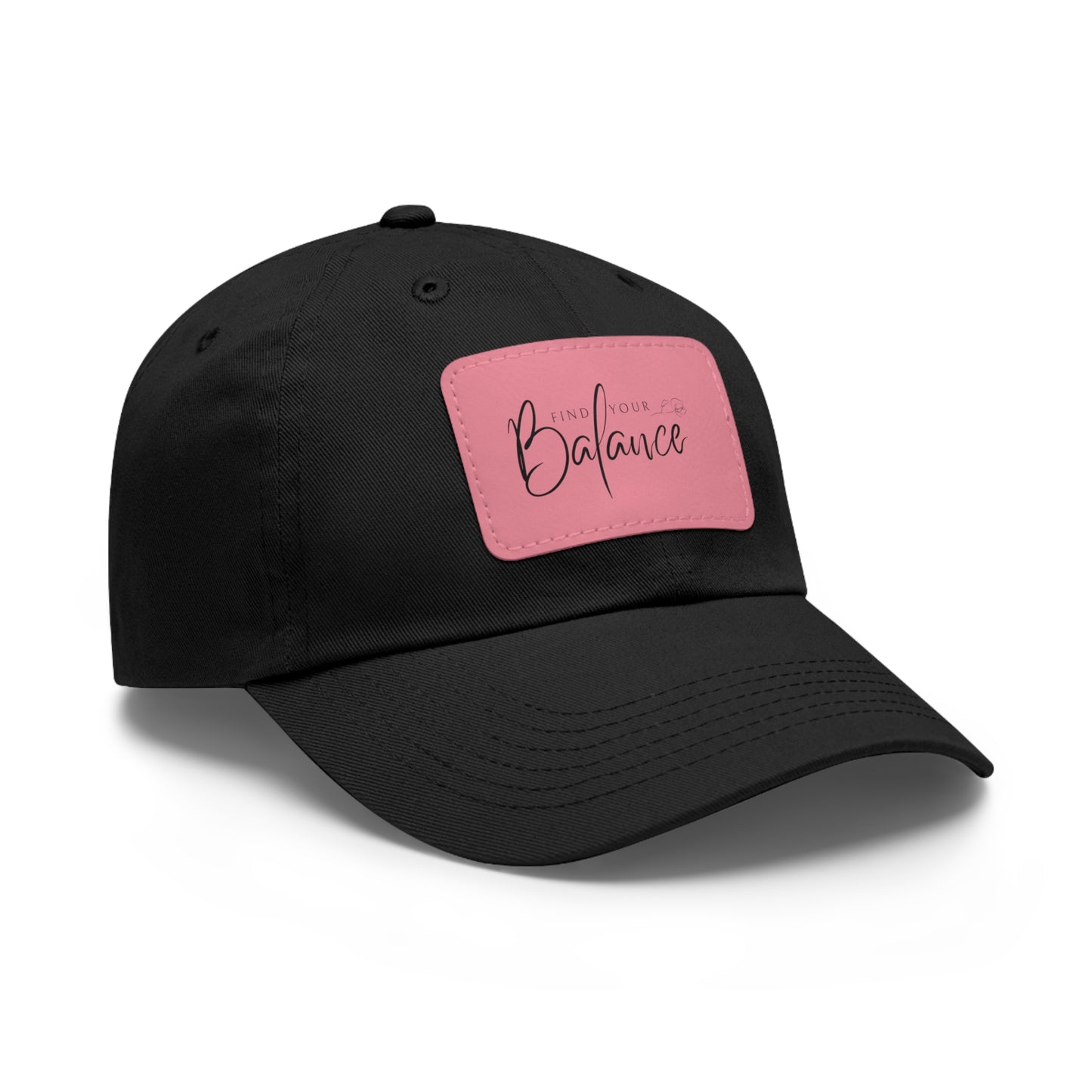 Find your Balance Dad Hat with Leather Patch (Black Lettering)